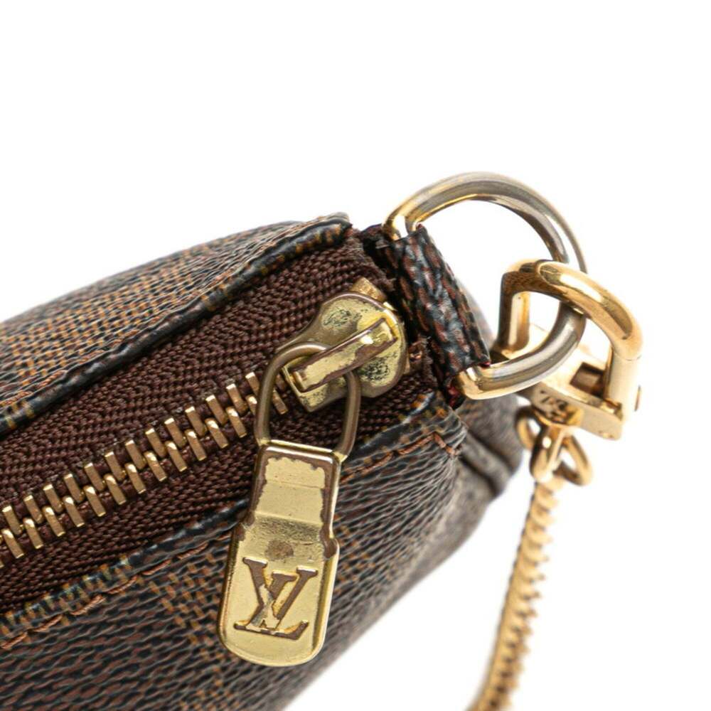 LOUIS VUITTON Authentic Brown Damier Leather Pochette Mini Bag - Picture 5 of 9